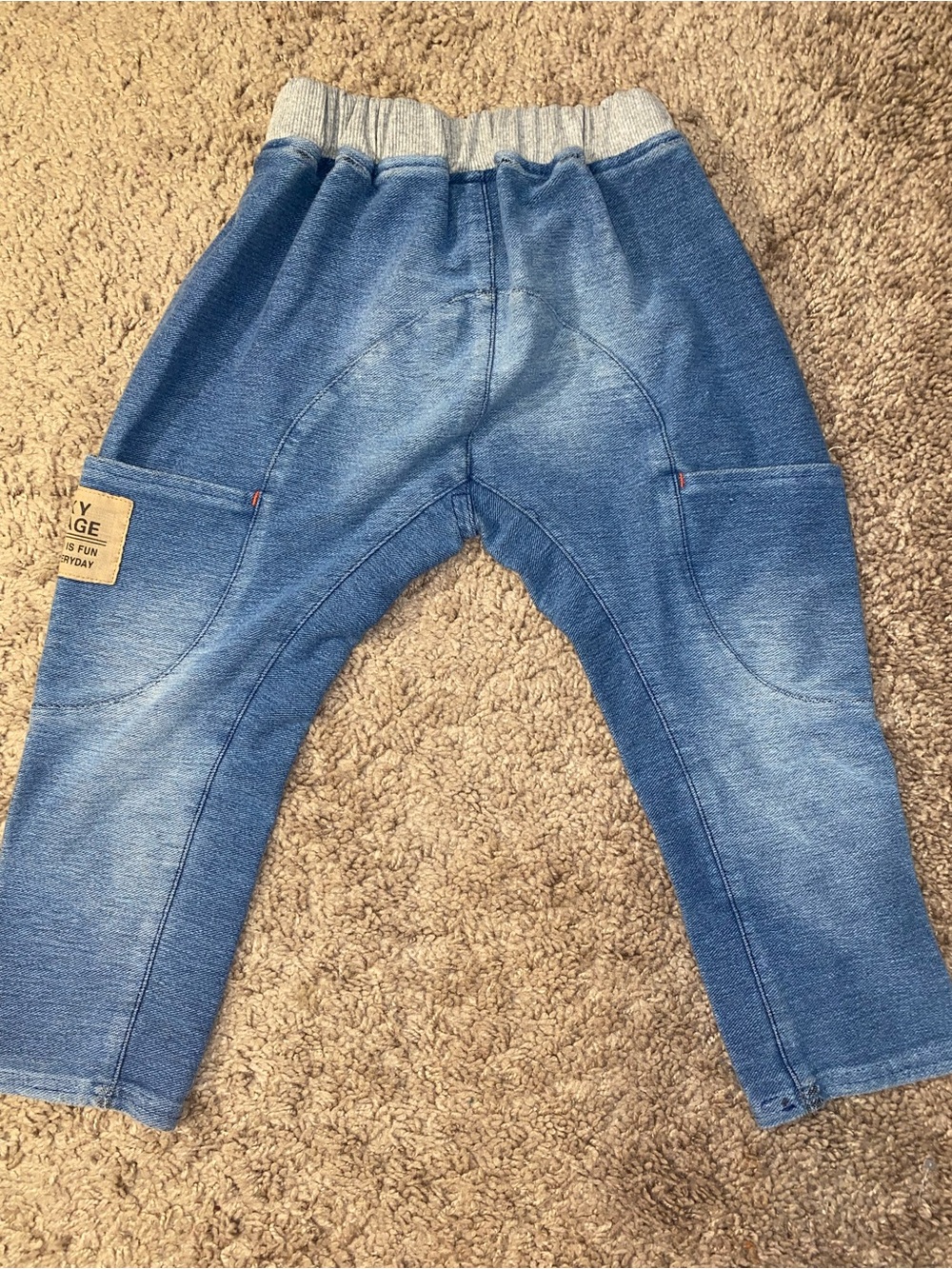 Kicky Village Toddler Boys Size 90 Faux Denim Jogger Pants Blue Harem Drop - Picture 7 of 9